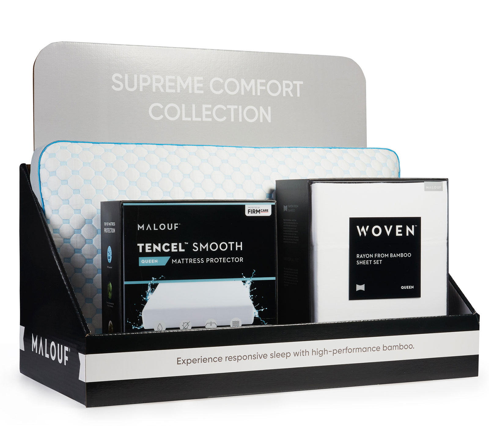 Malouf California King Supreme Performance Bundle with Queen Pillows | Drift